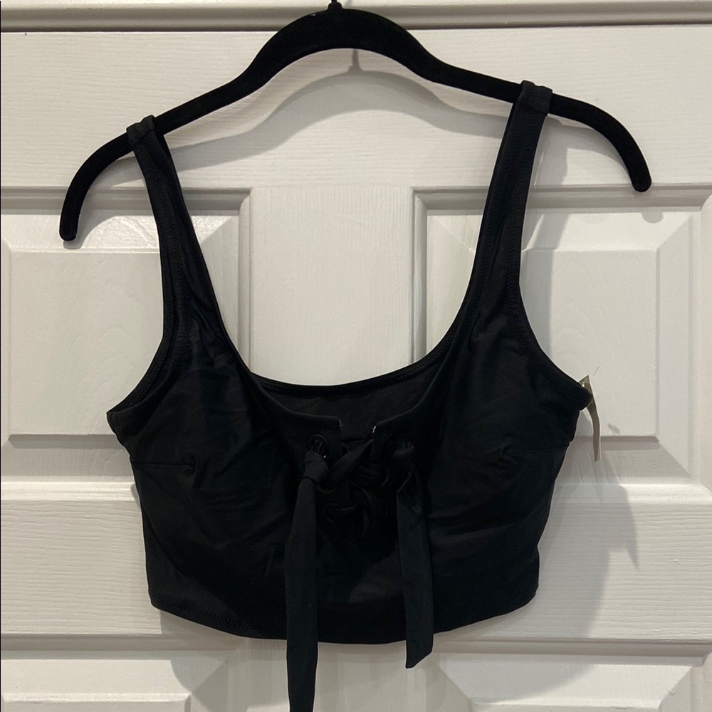 Aerie Lace Up Black Bikini Top NWT Size M